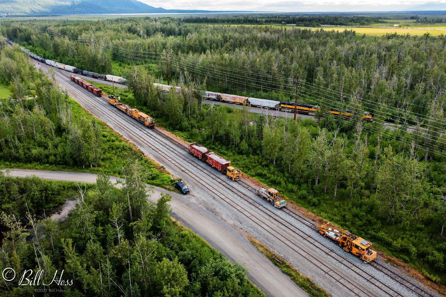 Freight train meets work train in Palmer