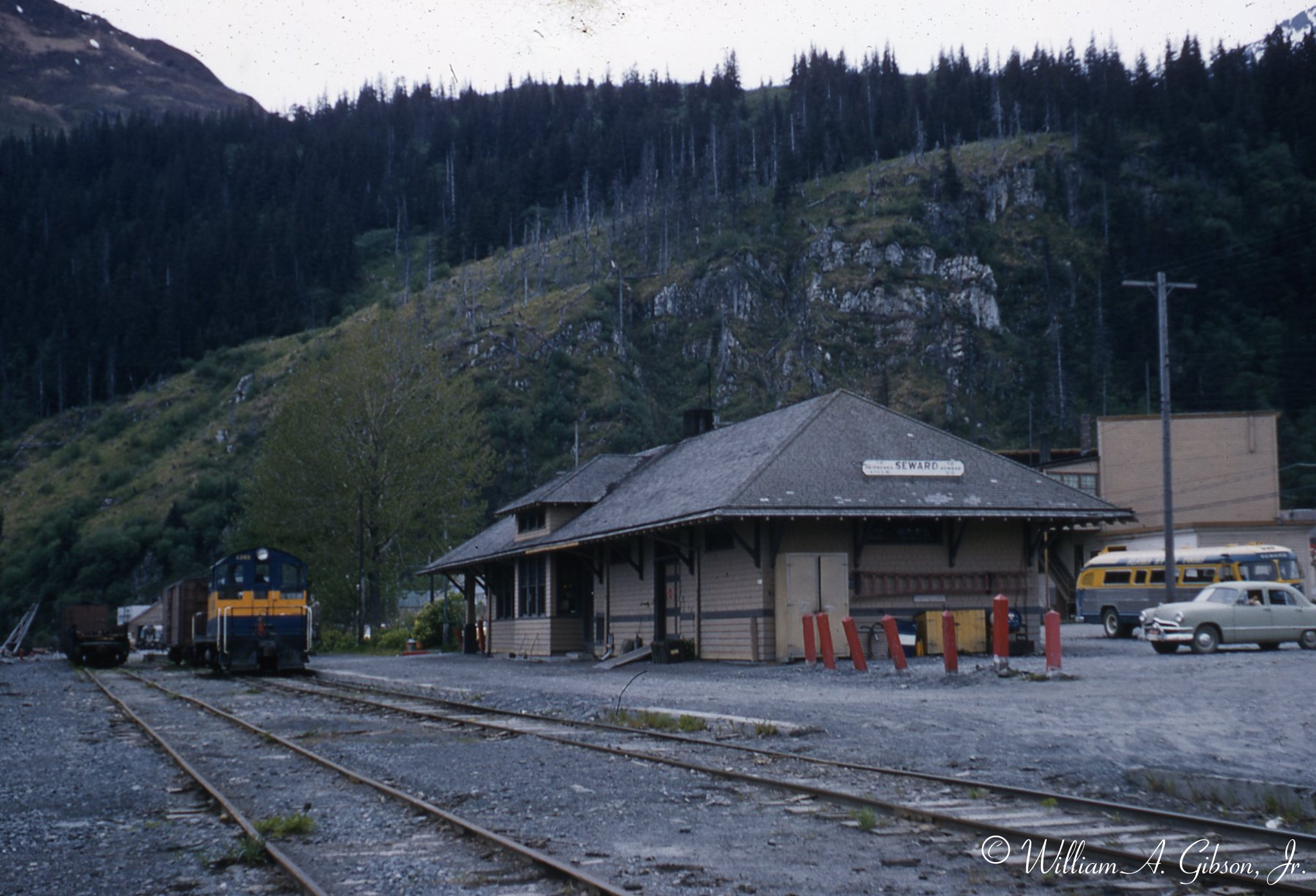 SW-1 #1201 at the Seward-Depot. 6/1/1957 